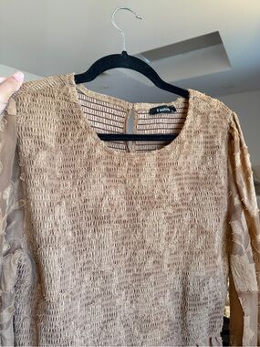 Amazon Women's Long Sleeve Beige/Tan Textured Dress